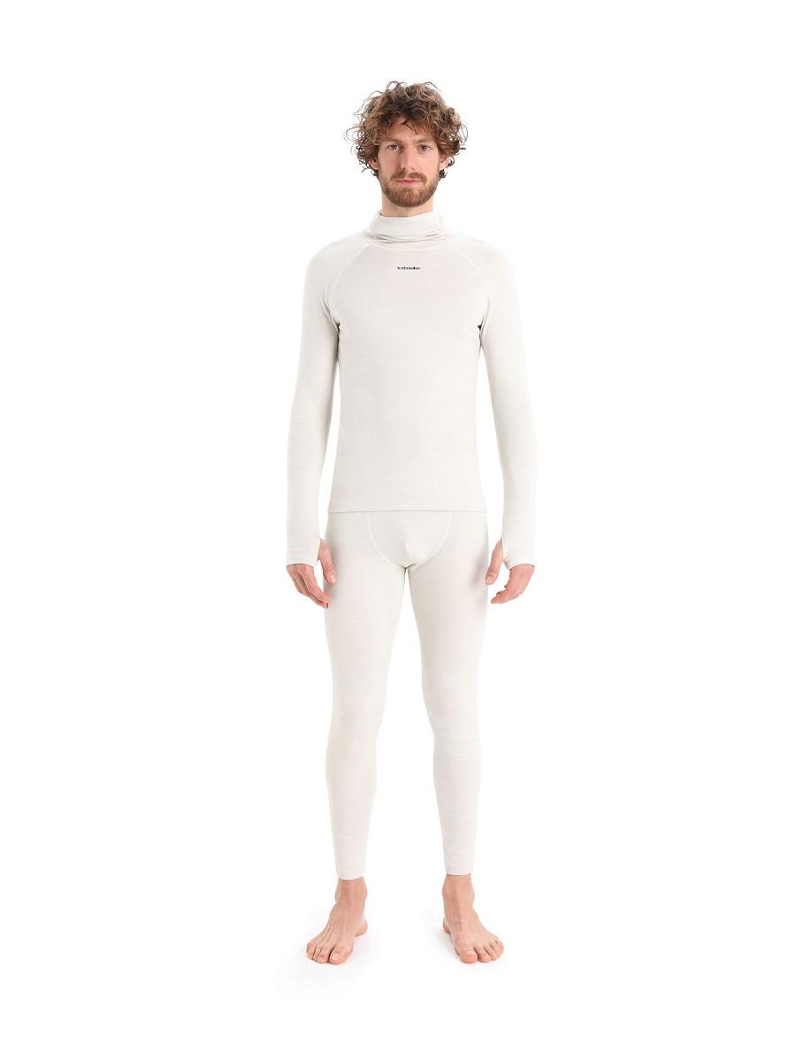 Icebreaker MerinoFine™ Long Sleeve Roll Neck Férfi Base Layers Fehér | HU 1343NWYB